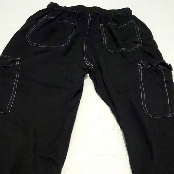Angie Black Boho Utility Pull On Jogger Style Pants With Side Pockets - Picture 9 of 14